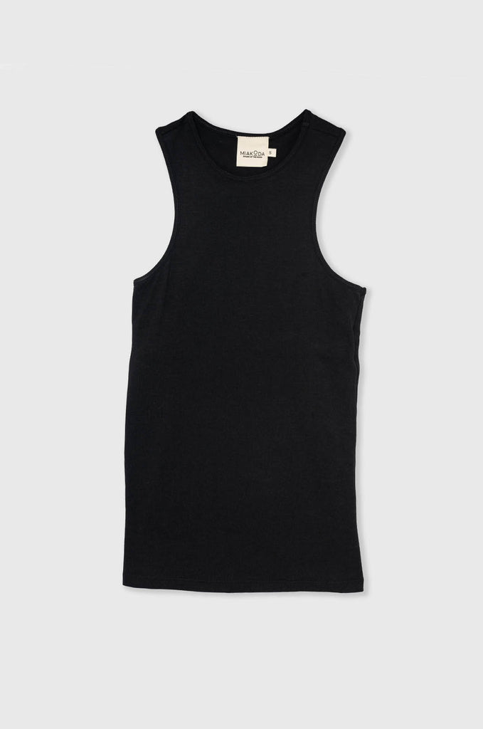 Miakoda black racer tank. 
