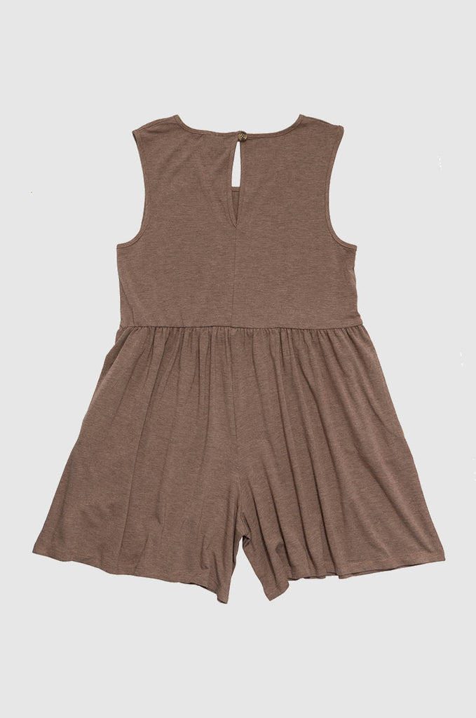 Back view of latte brown Miakoda Summer Romper